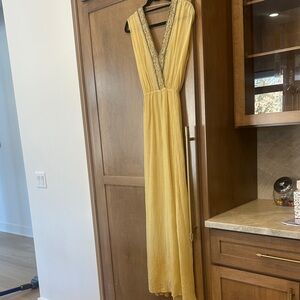 Zara Yellow Maxi Dress with V-Neck